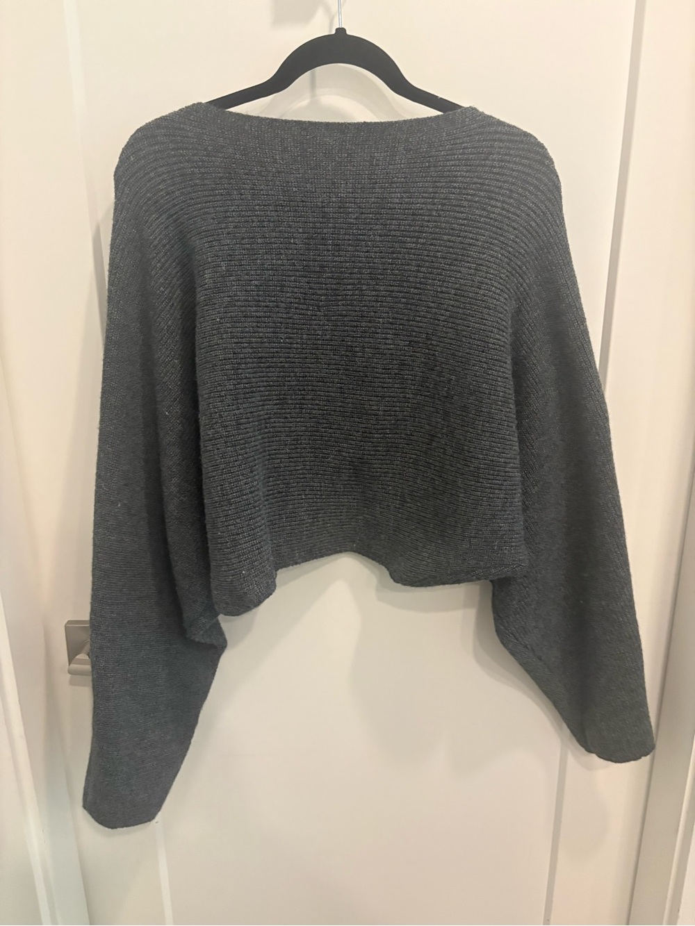 CHARCOAL RIBBED BOATNECK SWEATER - Picture 2 of 5
